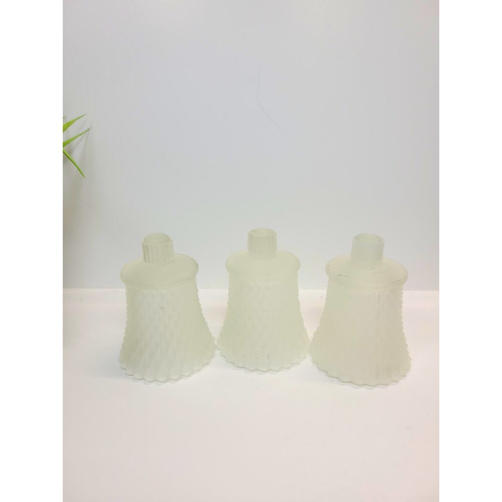 Vintage Homco Frosted Glass Peg Votive Candle Holder Diamond Point Cup Set 3